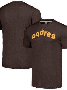 HOMAGE Brown Padres Graphic Crewneck T-Shirt with Yellow-Orange Logo